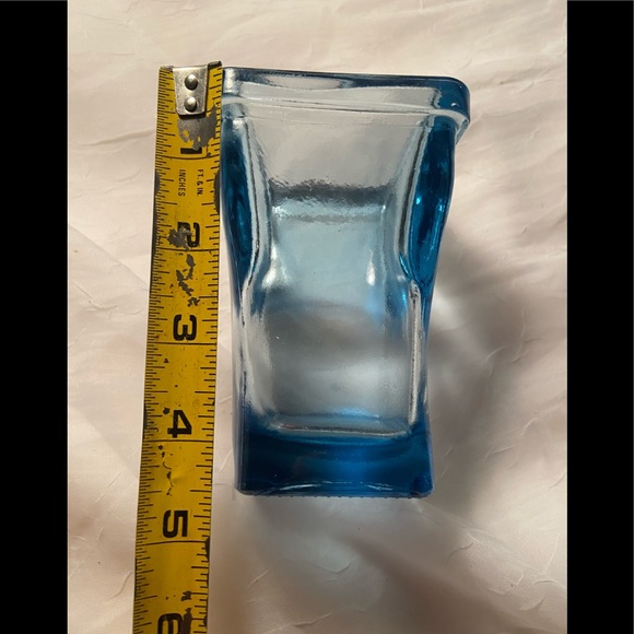 Blue Glass Vase and Trinket Soap Dish SET  lot blue art glass vintage - Picture 12 of 12